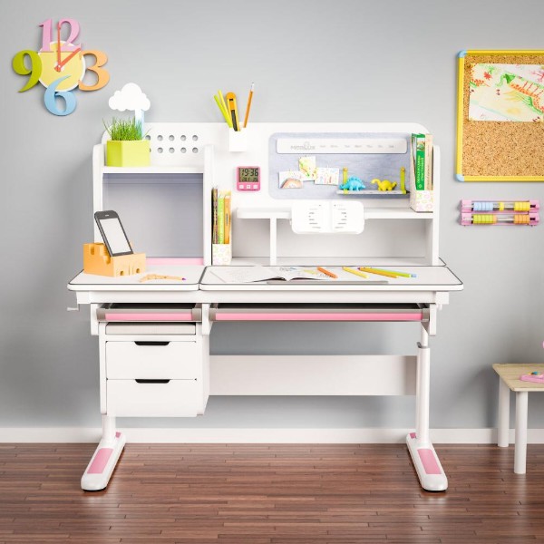 Фото - Парта школьная Mealux Winnipeg Multicolor Plus WG Pink (BD-630 WG + PN с тумбой)